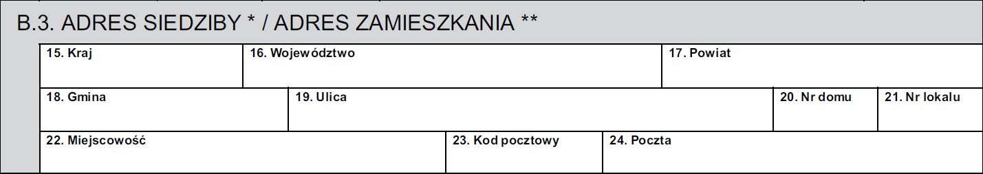 B.3. Adres siedziby/Adres zamieszkania